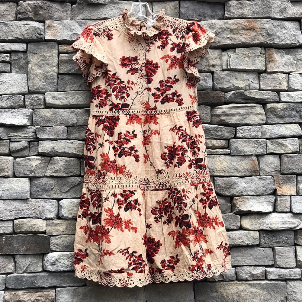 SEA tiered embroidered swing dress